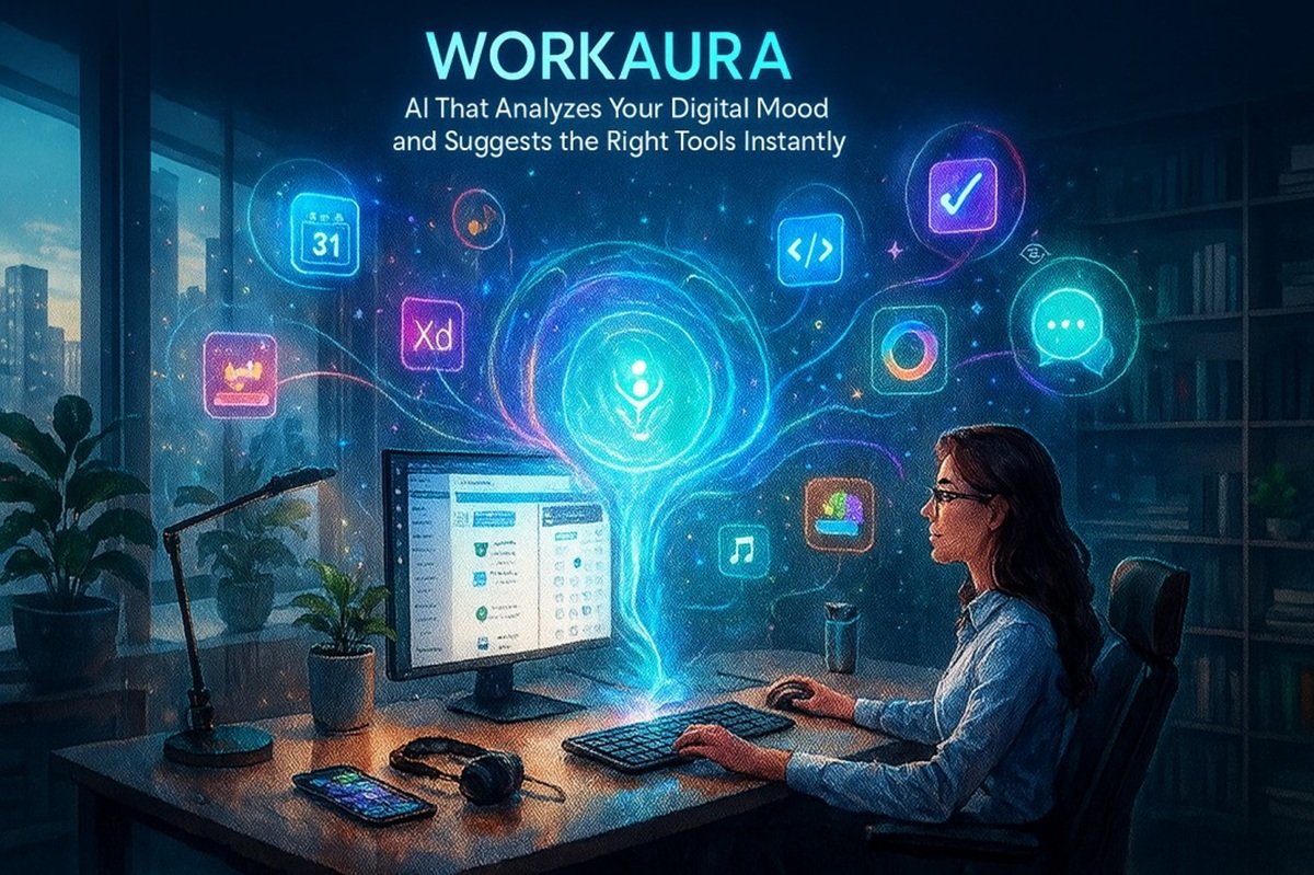 WorkAura AI analyzing digital mood with futuristic interface